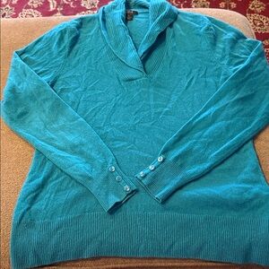 Prive 100% Cashmere Large Sweater Soft Solid Teal Blue (TD)